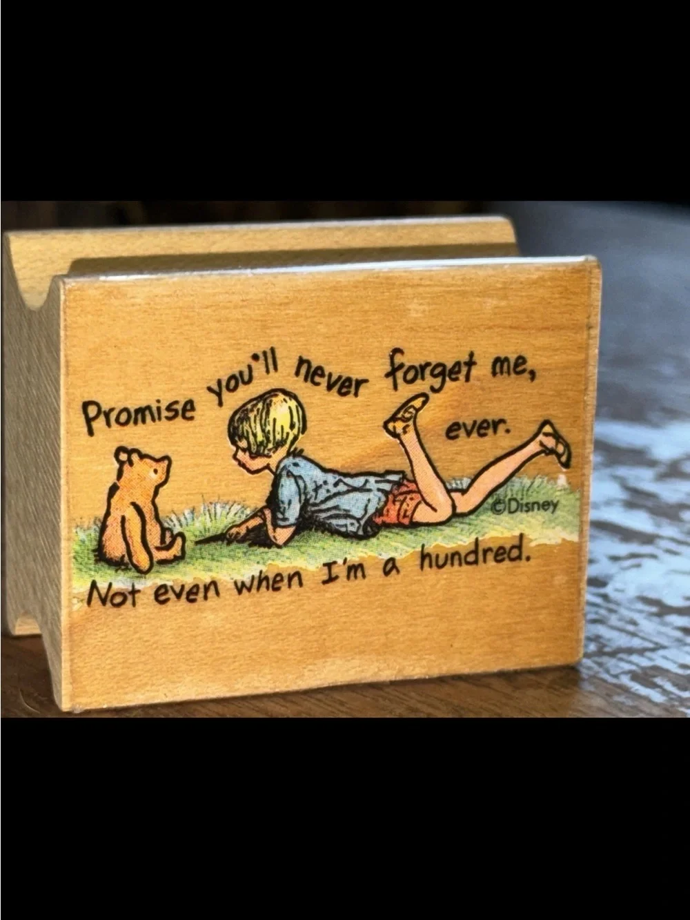 Vintage Disney Winnie the Pooh Wooden Block Rubber Stamp